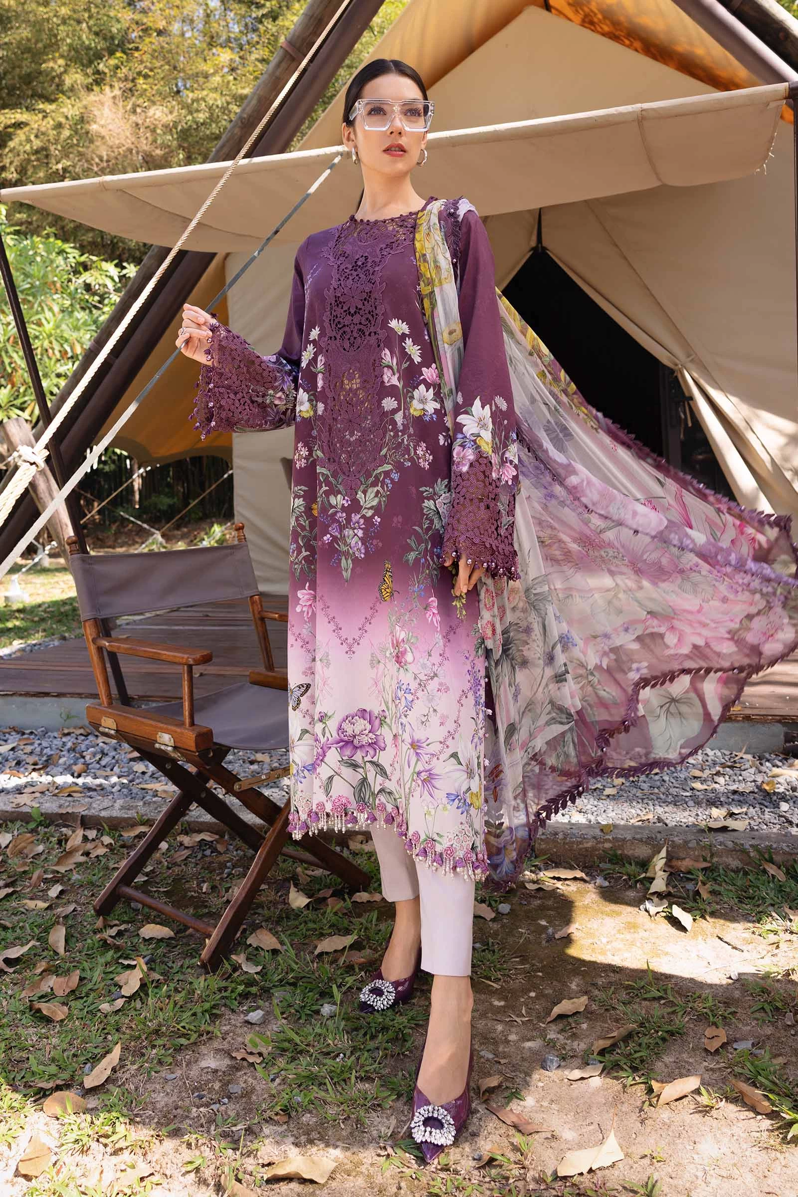 3 Piece Embroidered Lawn Suit - MPT-2909-B