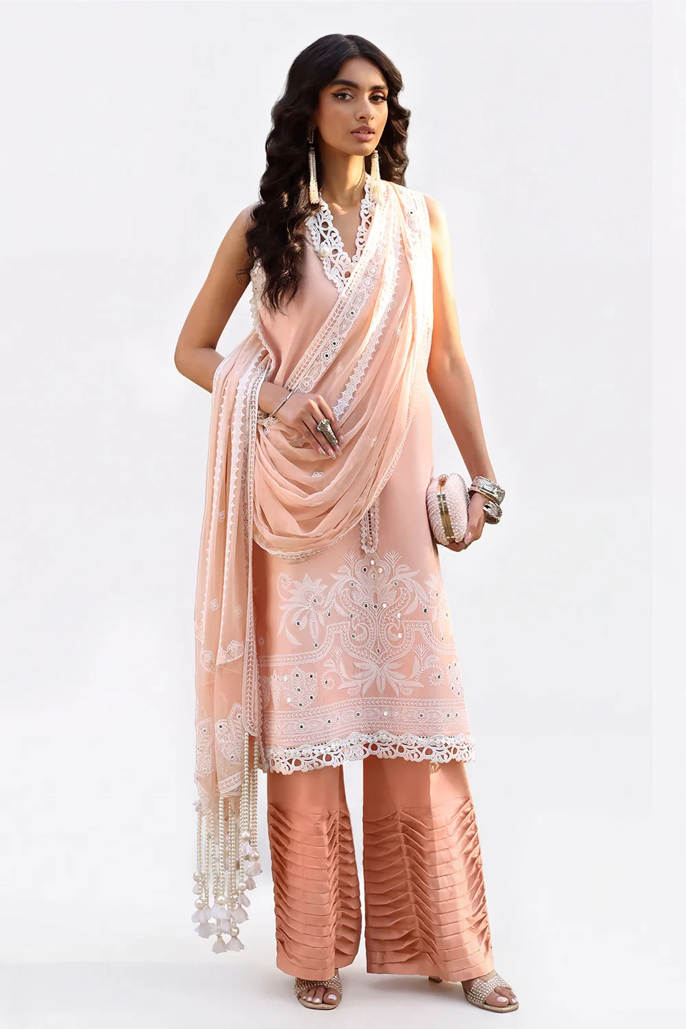 3 Piece Sequins Embroidered Lawn Suit with Chiffon Dupatta PM-62022 - W-FB-LUX-2