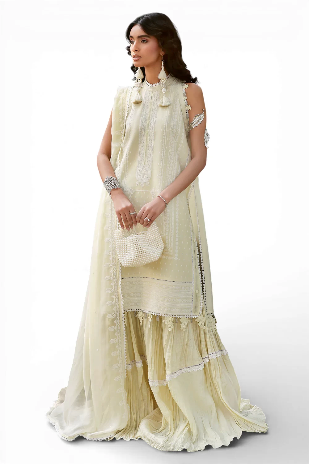 3 Piece Embroidered Lawn Suit with Embroidered Chiffon Dupatta KD-62005 - W-FB-L