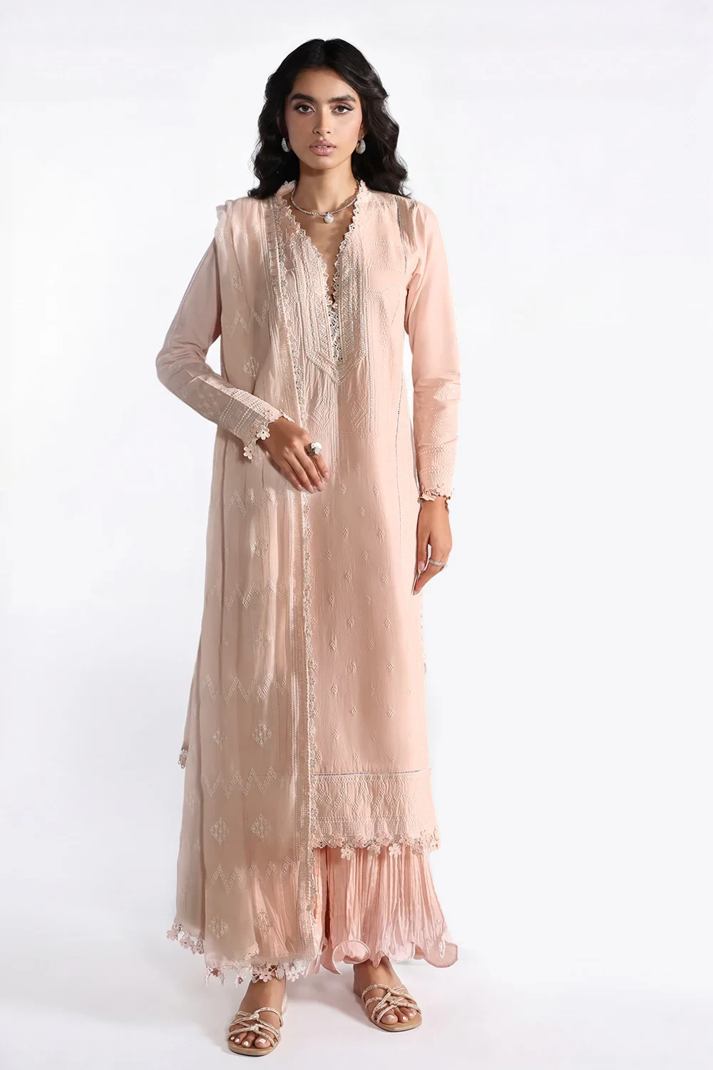 3 Piece Embroidered Lawn Suit with Embroidered Chiffon Dupatta KD-62002 - W-FB-L