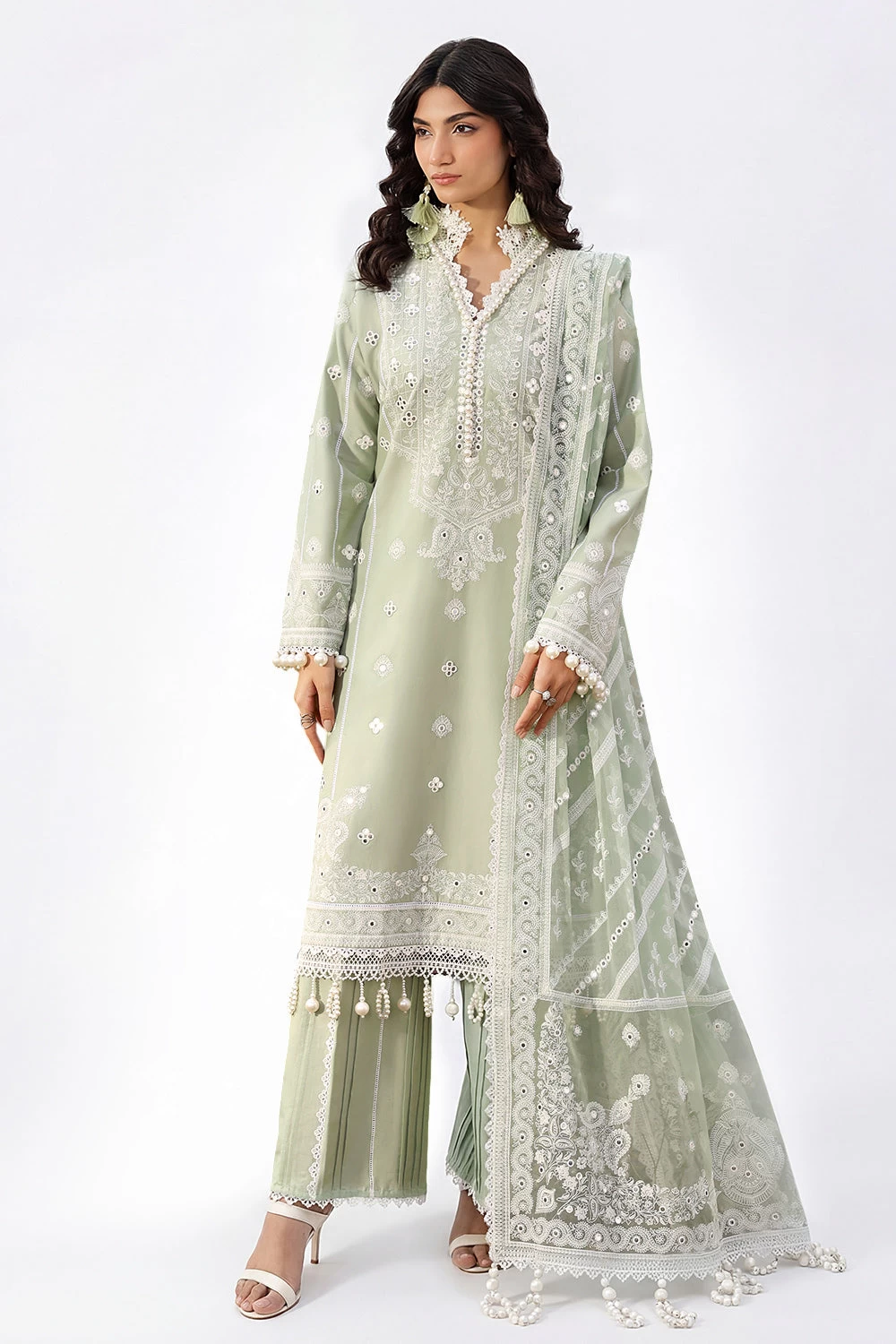 3 Piece Sequins Embroidered Lawn Suit with Chiffon Dupatta PM-62023 - W-FB-LUX-2