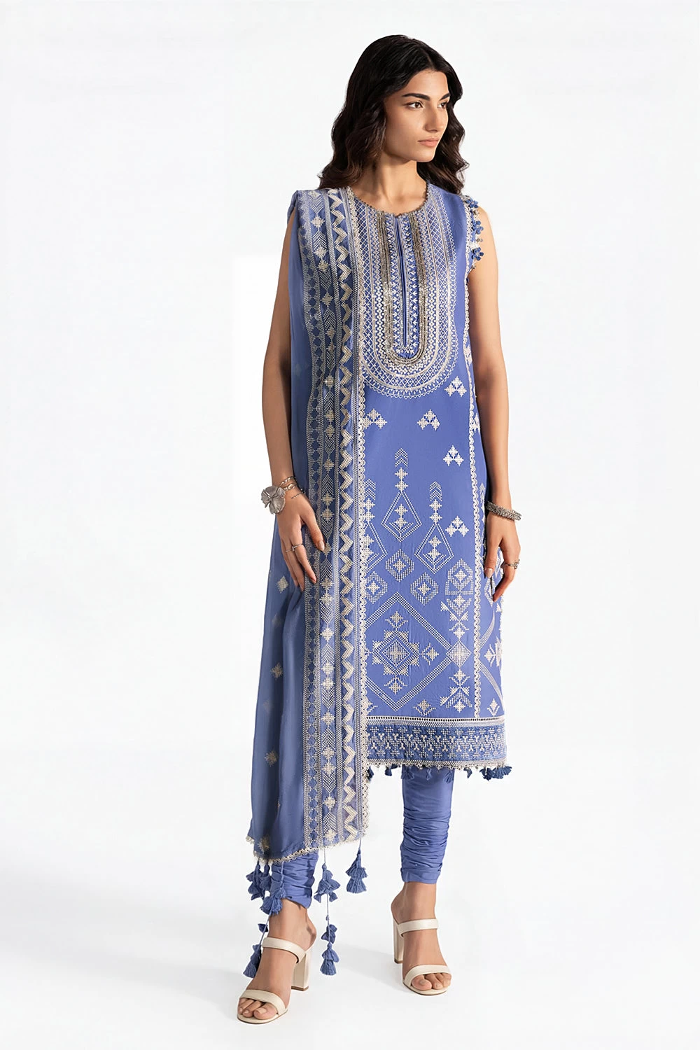 3 Piece Embroidered Lawn Suit with Embroidered Chiffon Dupatta KD-62003 - W-FB-L