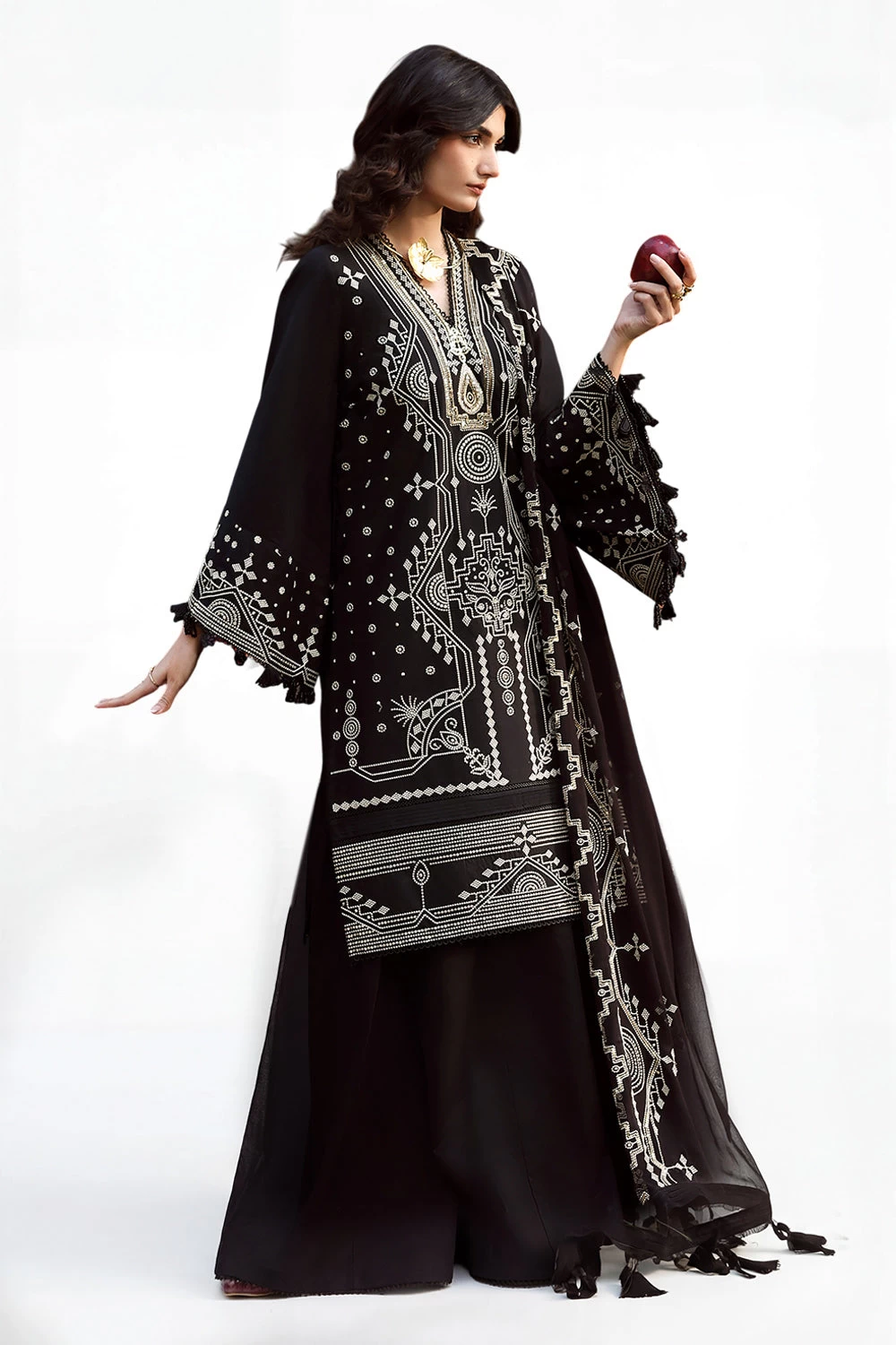 3 Piece Embroidered Lawn Suit with Embroidered Chiffon Dupatta KD-62006 - W-FB-L