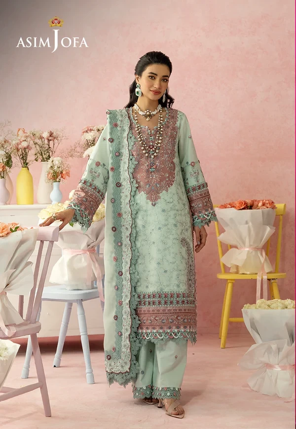 Embroidered Lawn 3 Pcs - SKU: AJULW-08-UNS