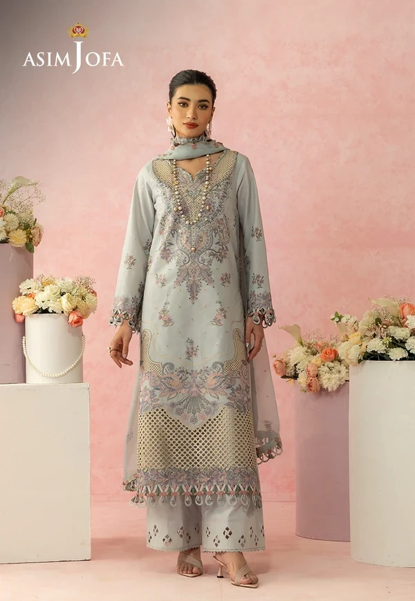 Embroidered Lawn 3 Pcs - SKU: AJULW-01-UNS