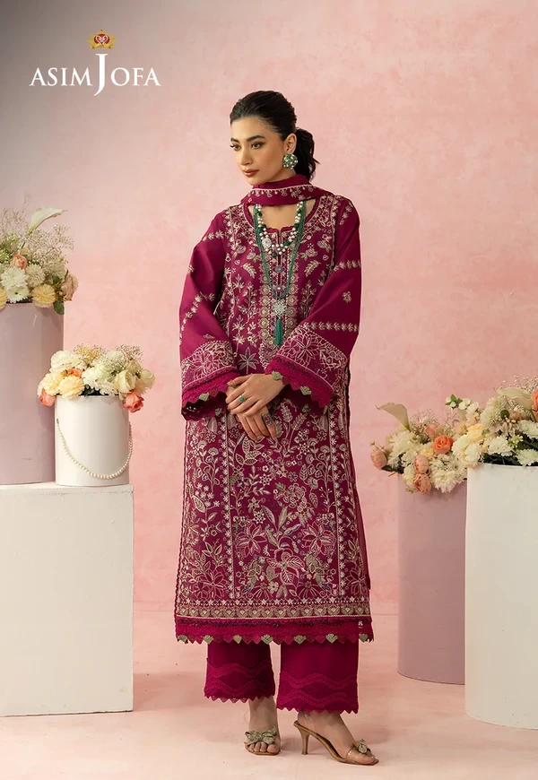 Embroidered Lawn 3 Pcs - SKU: AJULW-02-UNS