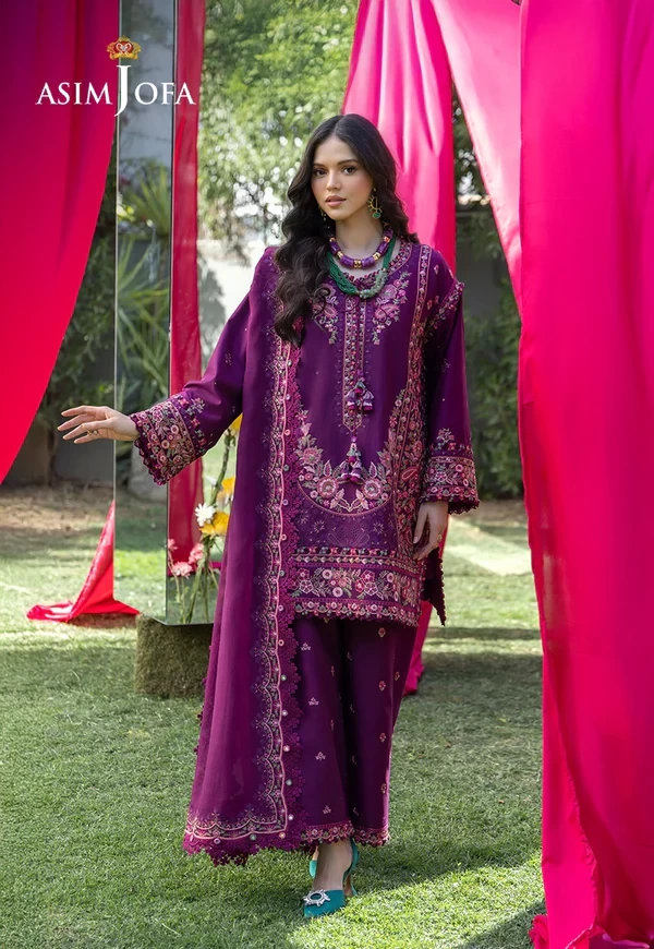 Embroidered Lawn 3 Pcs - SKU: AJULW-07-UNS