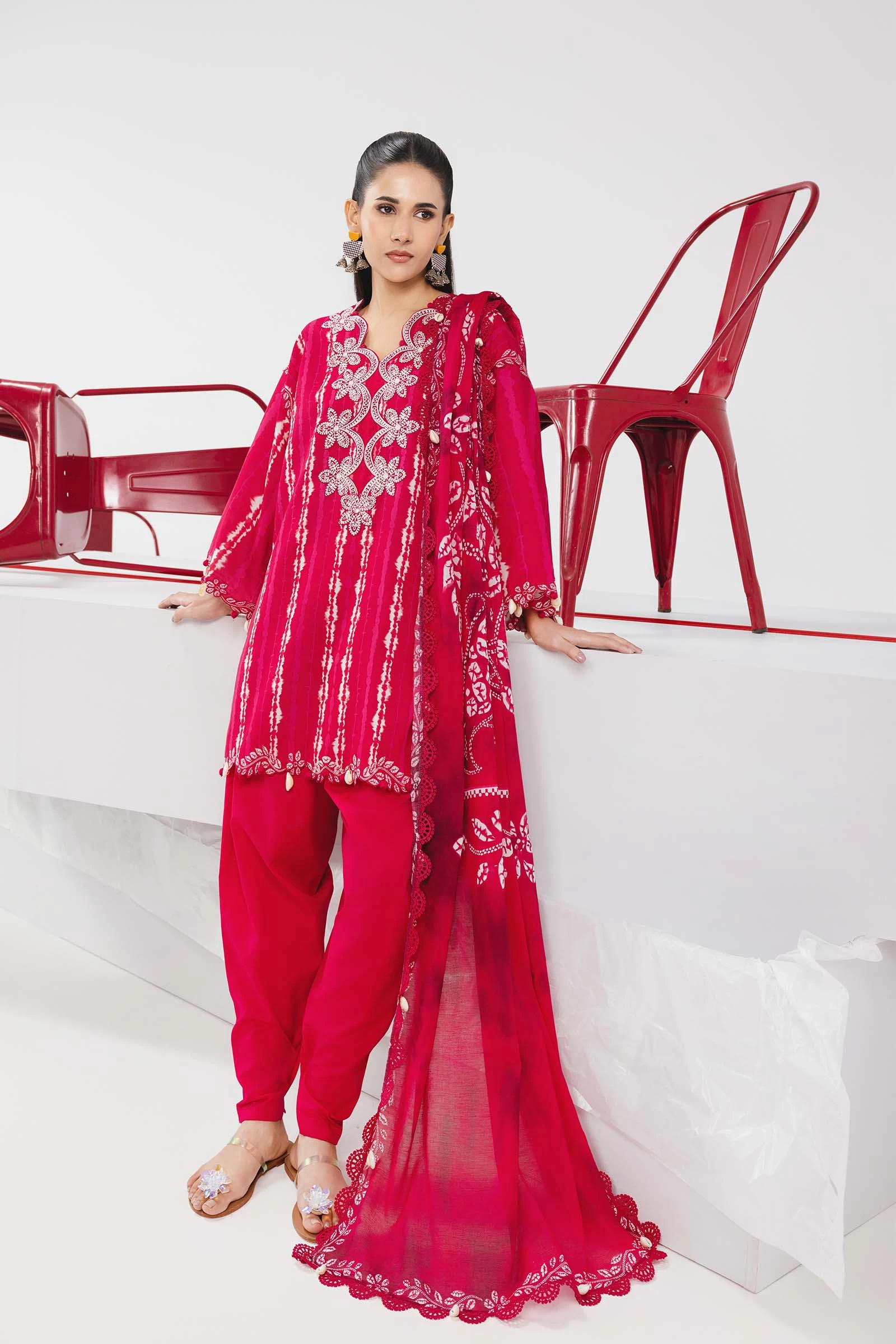 3 Pc Embroidered Lawn Suit - #MB-CUSV13-14A