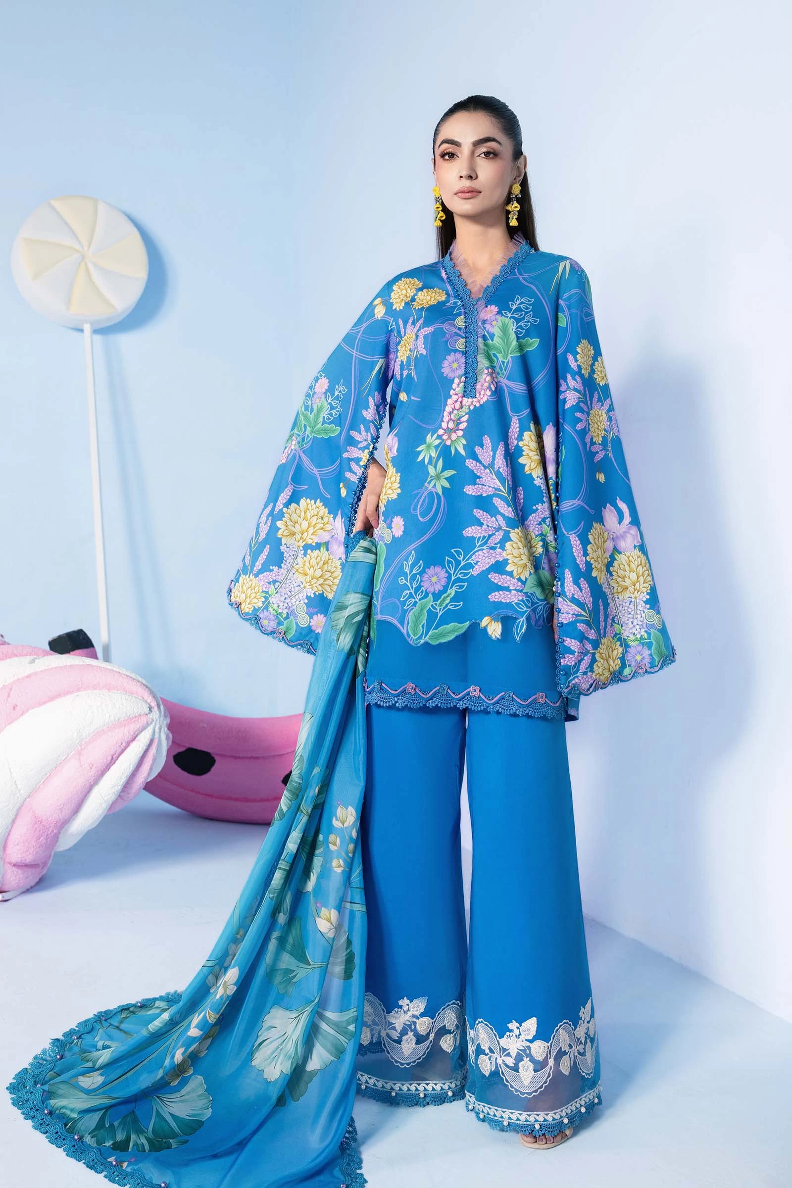 3 Pc Embroidered Lawn Suit - #MB-CUSV13-13B