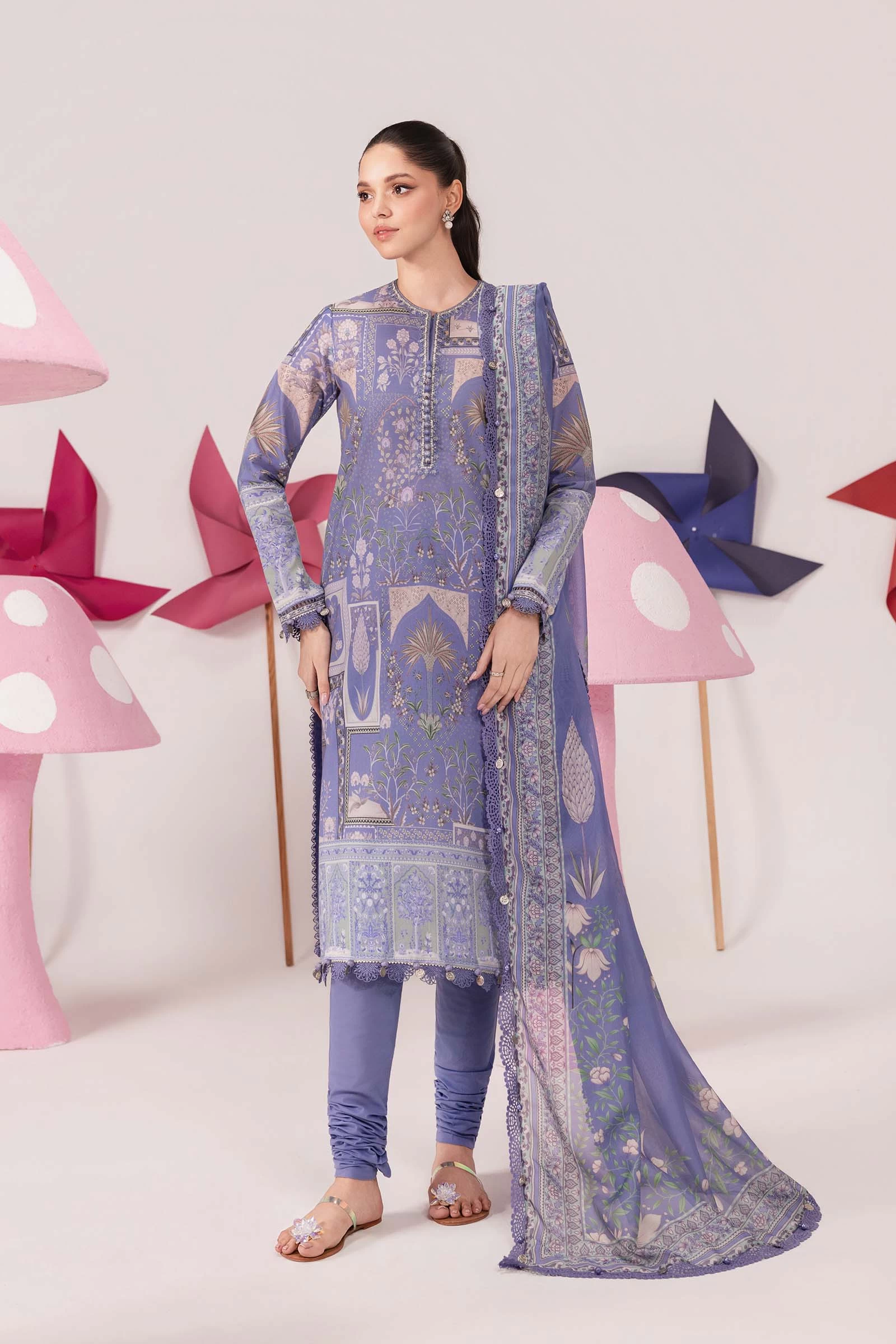 3 Pc Embroidered Lawn Suit - #MB-CUSV13-11B