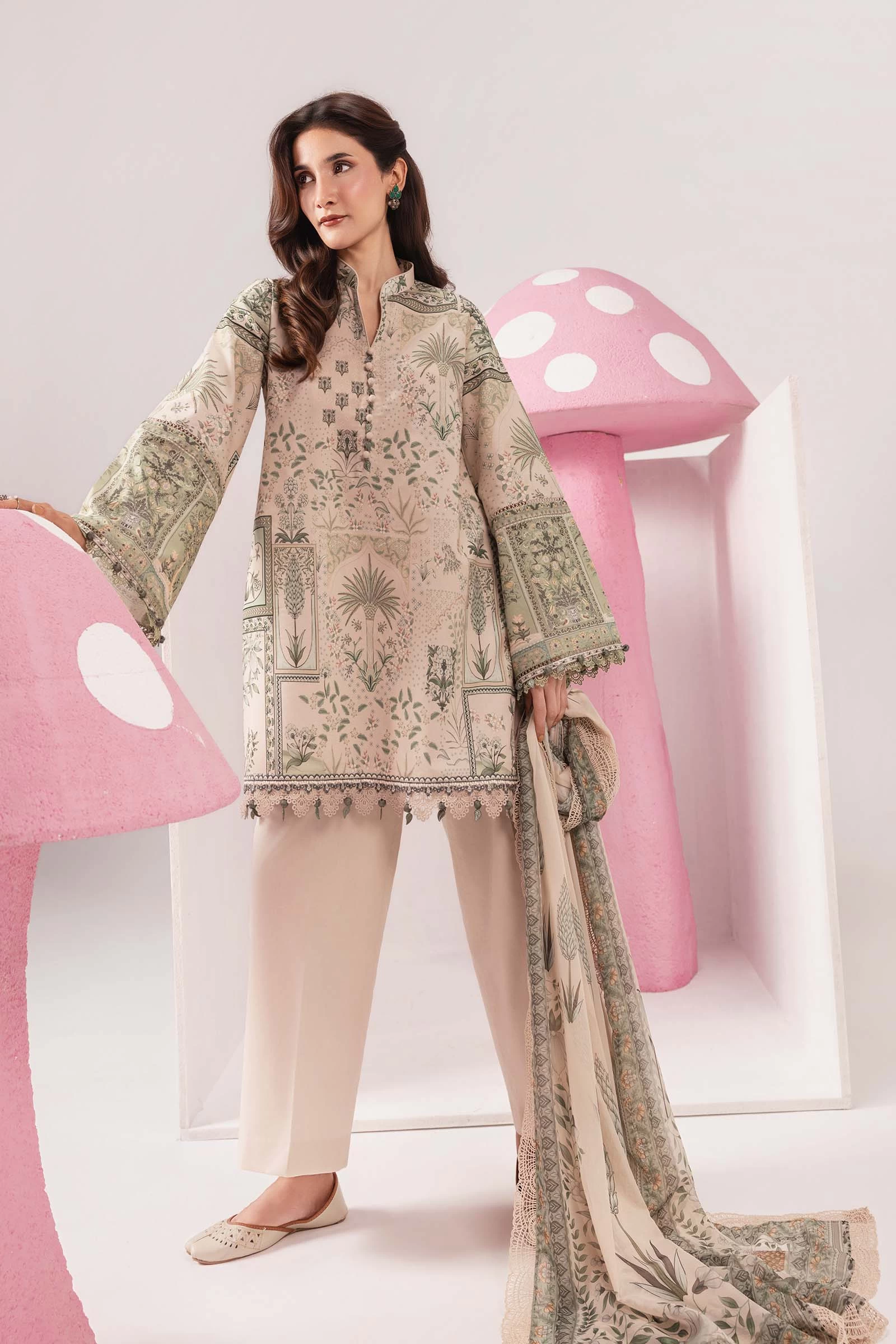 3 Pc Embroidered Lawn Suit - #MB-CUSV13-11A