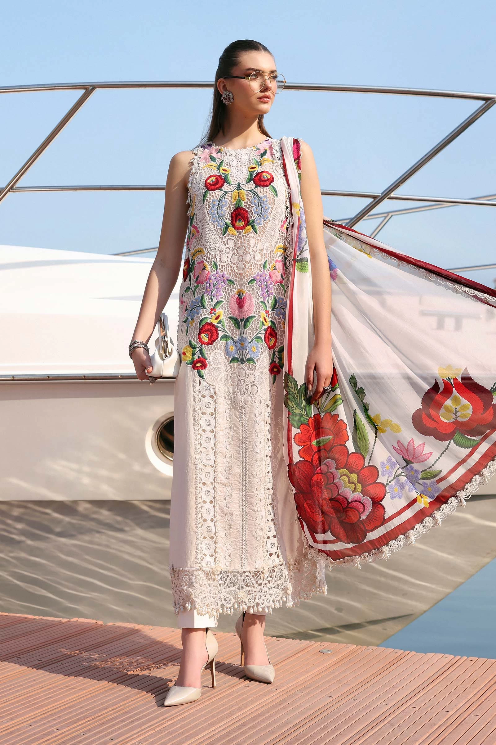 3 Piece Embroidered Jacquard Lawn Suit - D-2610-A-Default