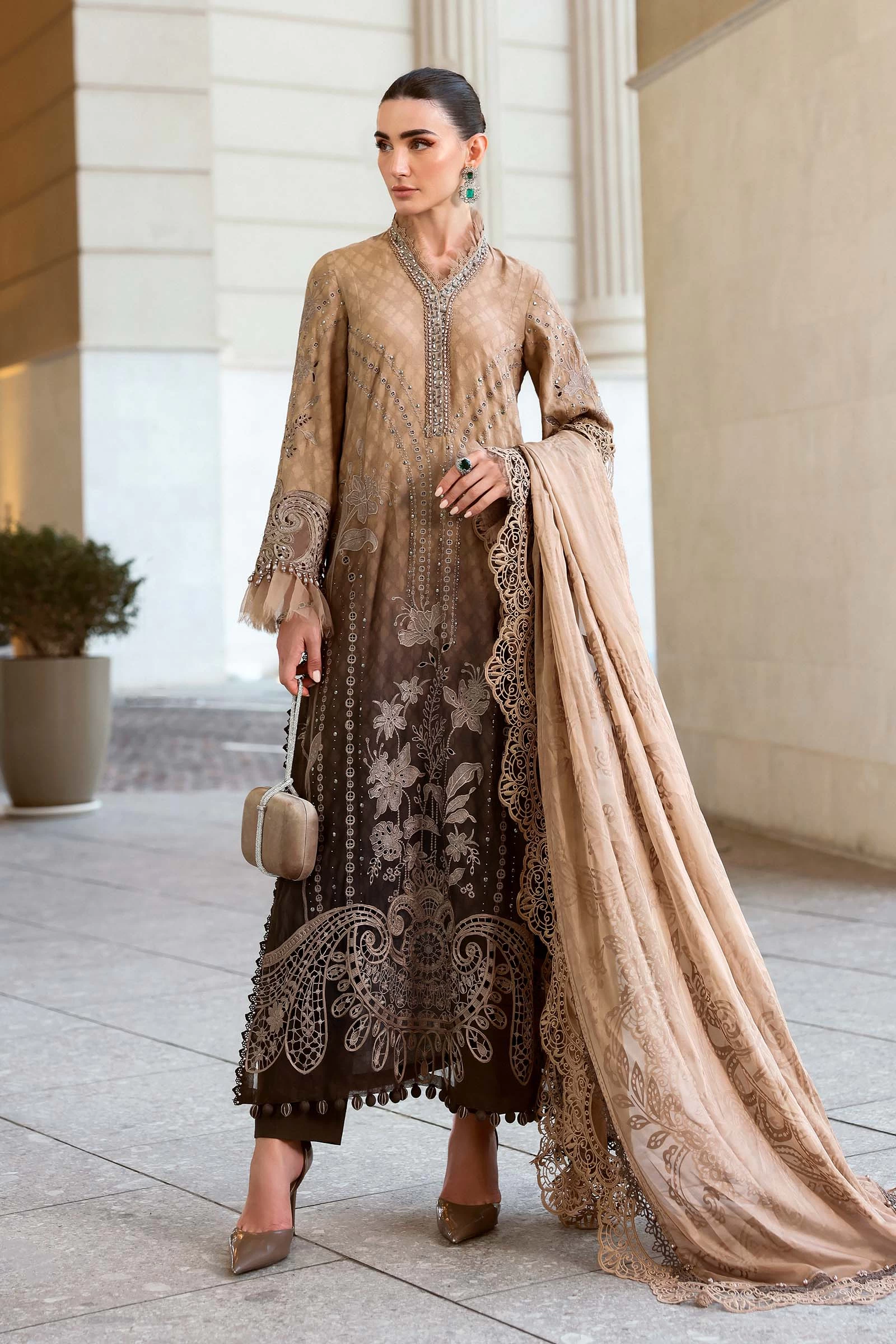 3 Piece Embroidered Jacquard Lawn Suit - D-2601-A-Default