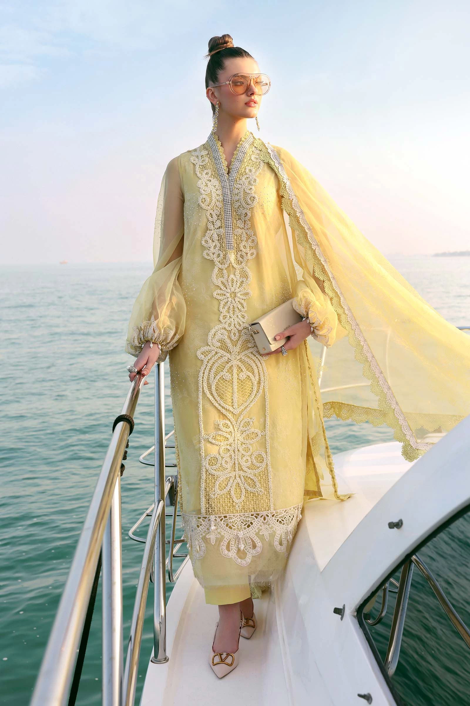 3 Piece Embroidered Organza Suit - D-2604-A-Default