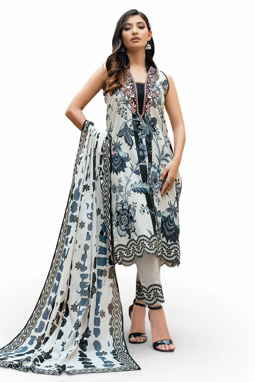 3 Piece Printed Cross Hatch Suit with Lawn Dupatta CH-62018 - W-FB-DR-26-455514