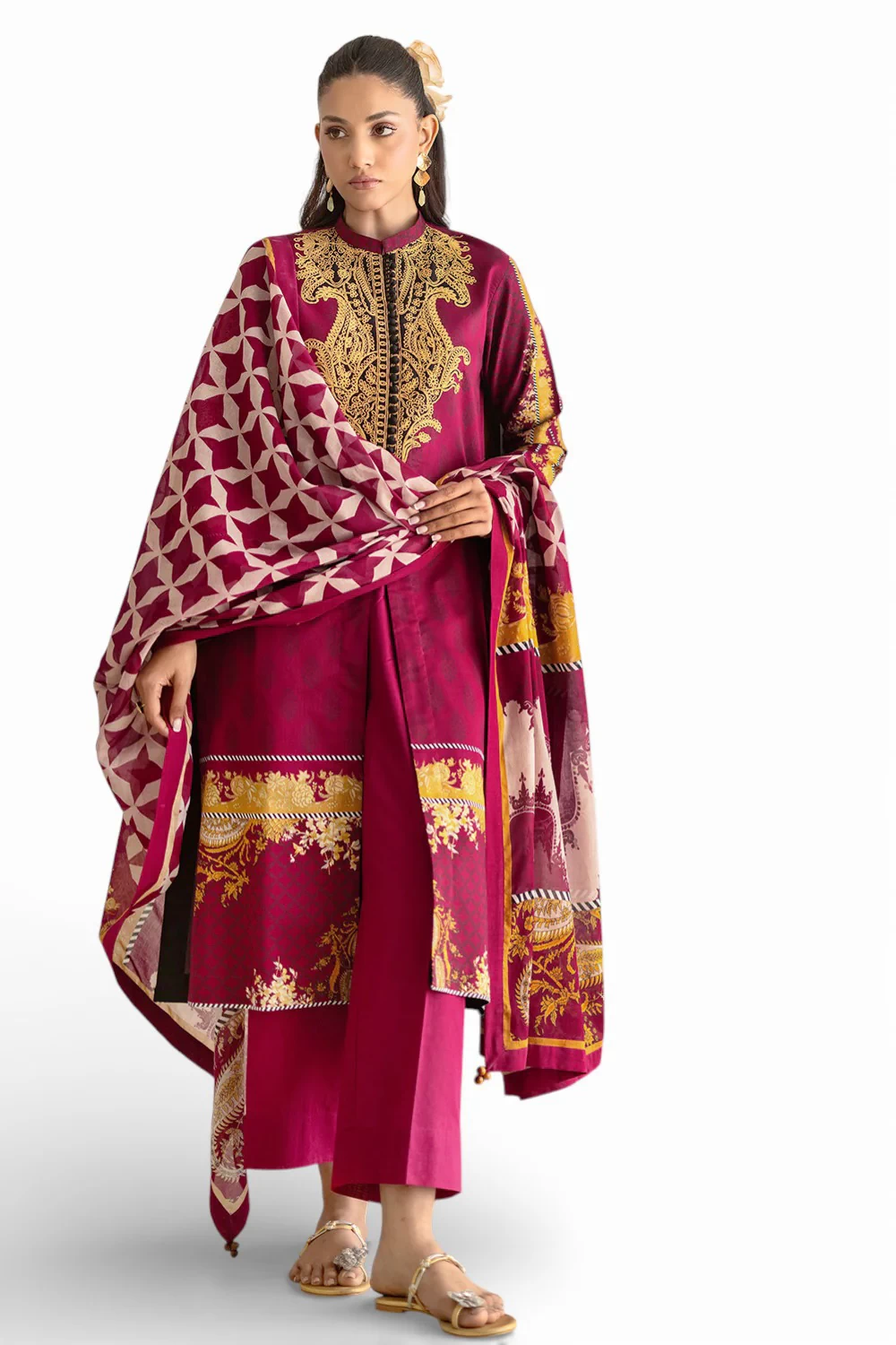 3 Piece Printed Lawn Suit with Embroidered Neckline CL-52076 - W-FB-FS-26-455979