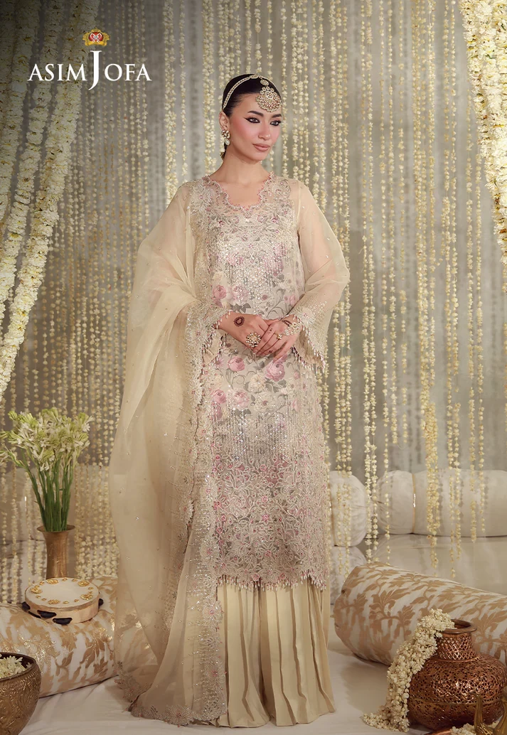 AJULFE-07 Embroidered Organza 4 Pcs