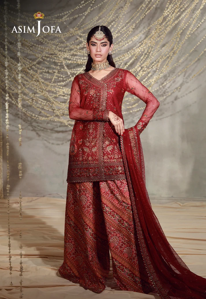 AJULFE-08 Embroidered Poly Net 3 Pcs