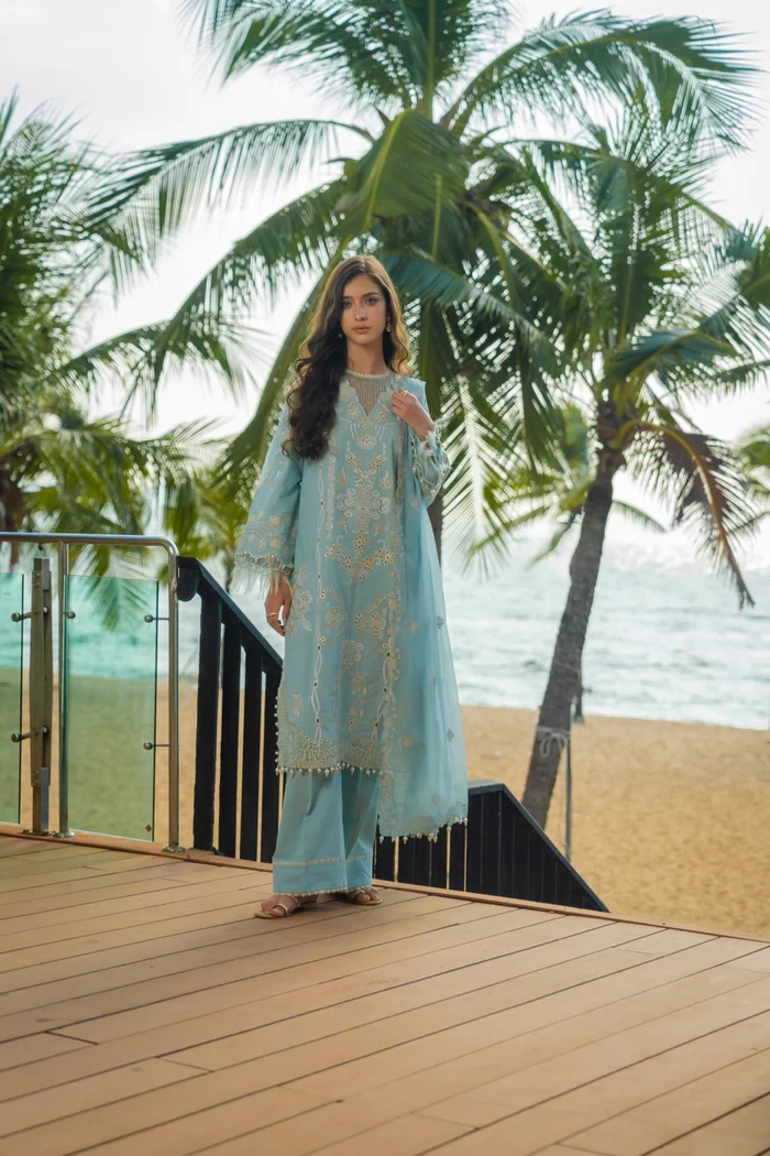 RTS | SHIRT, TROUSER & DUPATTA - SL-02-26-Sky Blue