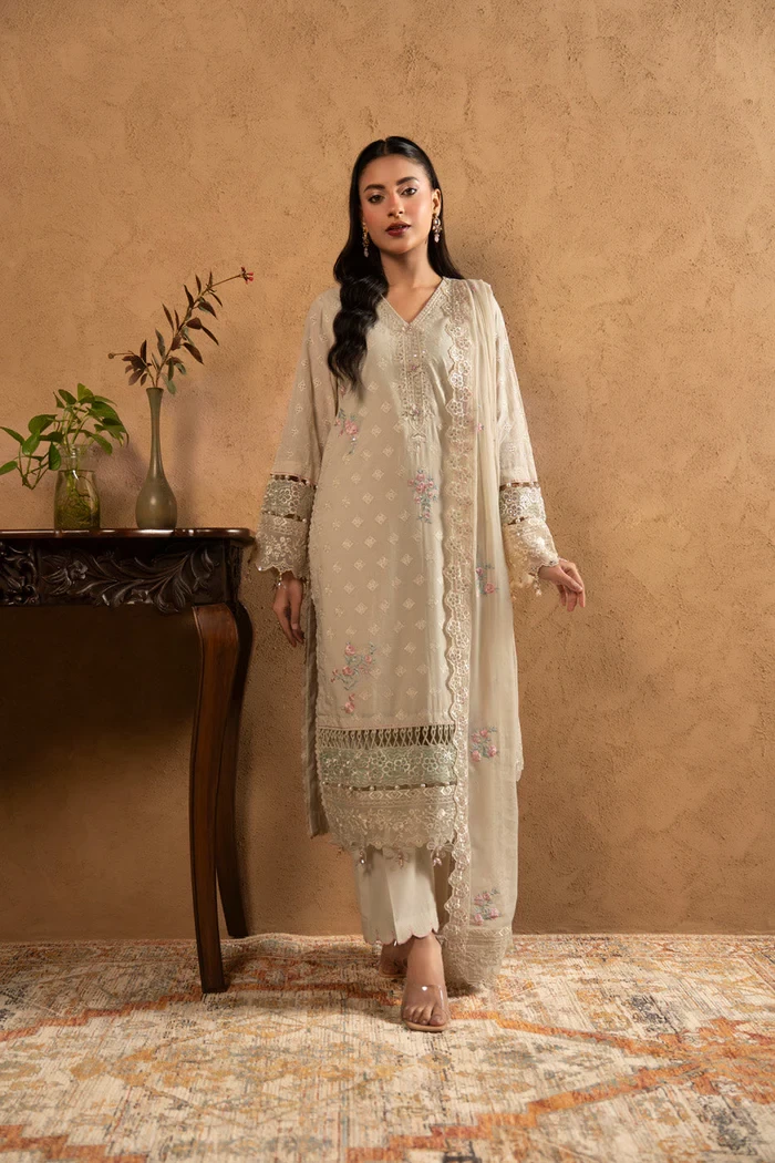 RTS | SHIRT, TROUSER & DUPATTA - SL-03-26-Off-white