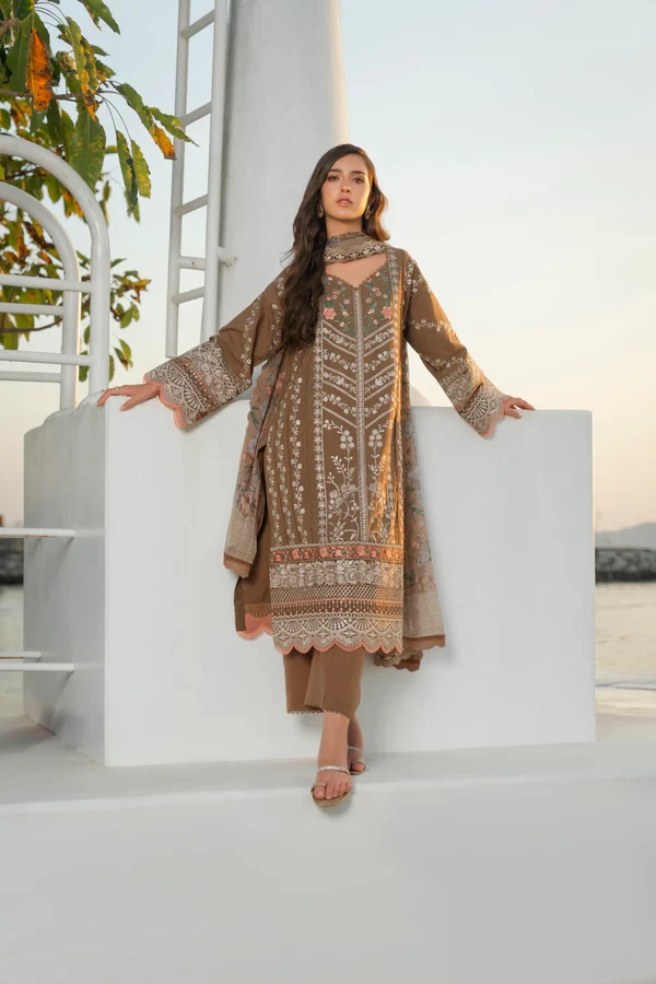 RTS | SHIRT, TROUSER & DUPATTA - SL-24-26-Brown