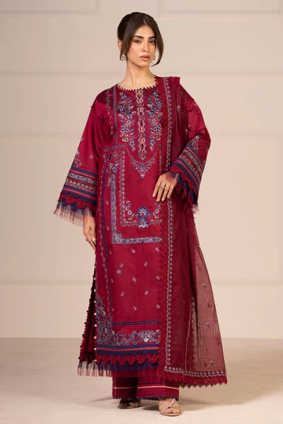 RTS | SHIRT, TROUSER & DUPATTA  -  SF-02-26-Red