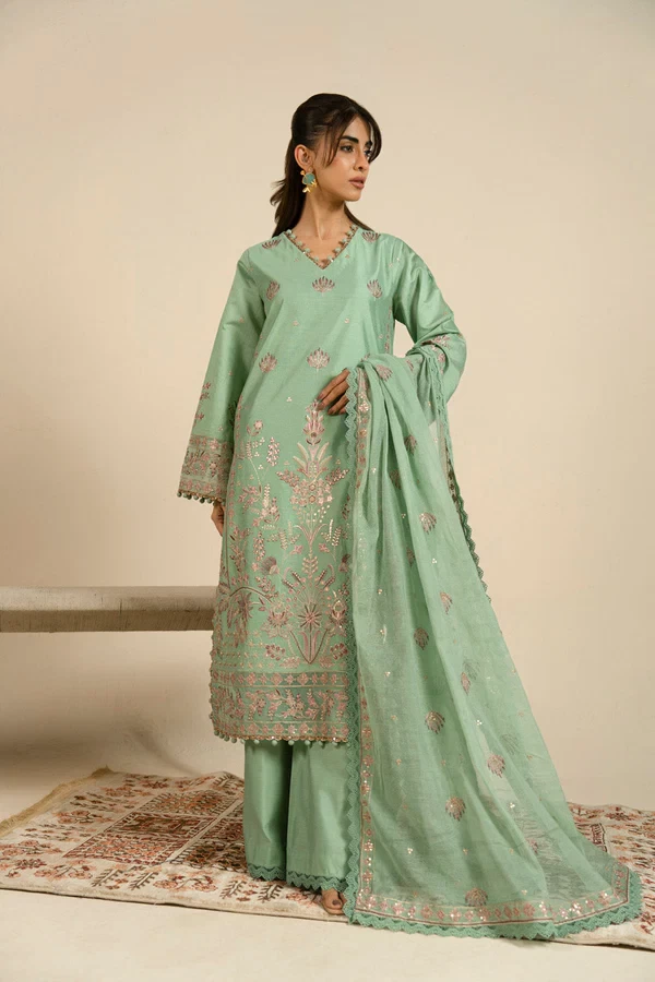 RTS | SHIRT, TOUSER & DUPATTA - SF-07-26-Green