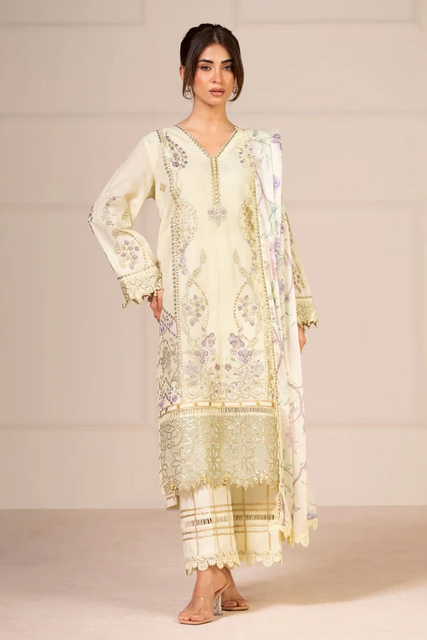 RTS | SHIRT, TOUSER & DUPATTA - SF-13-26-Cream