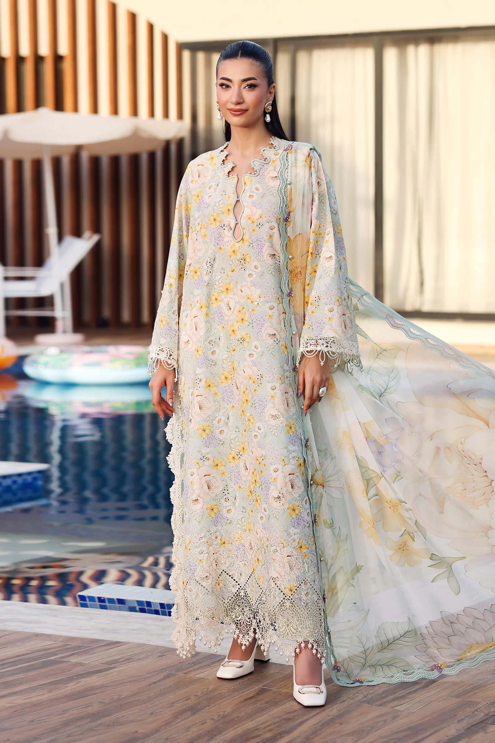 3 Piece  Embroidered Lawn Suit - MPT-3007-A