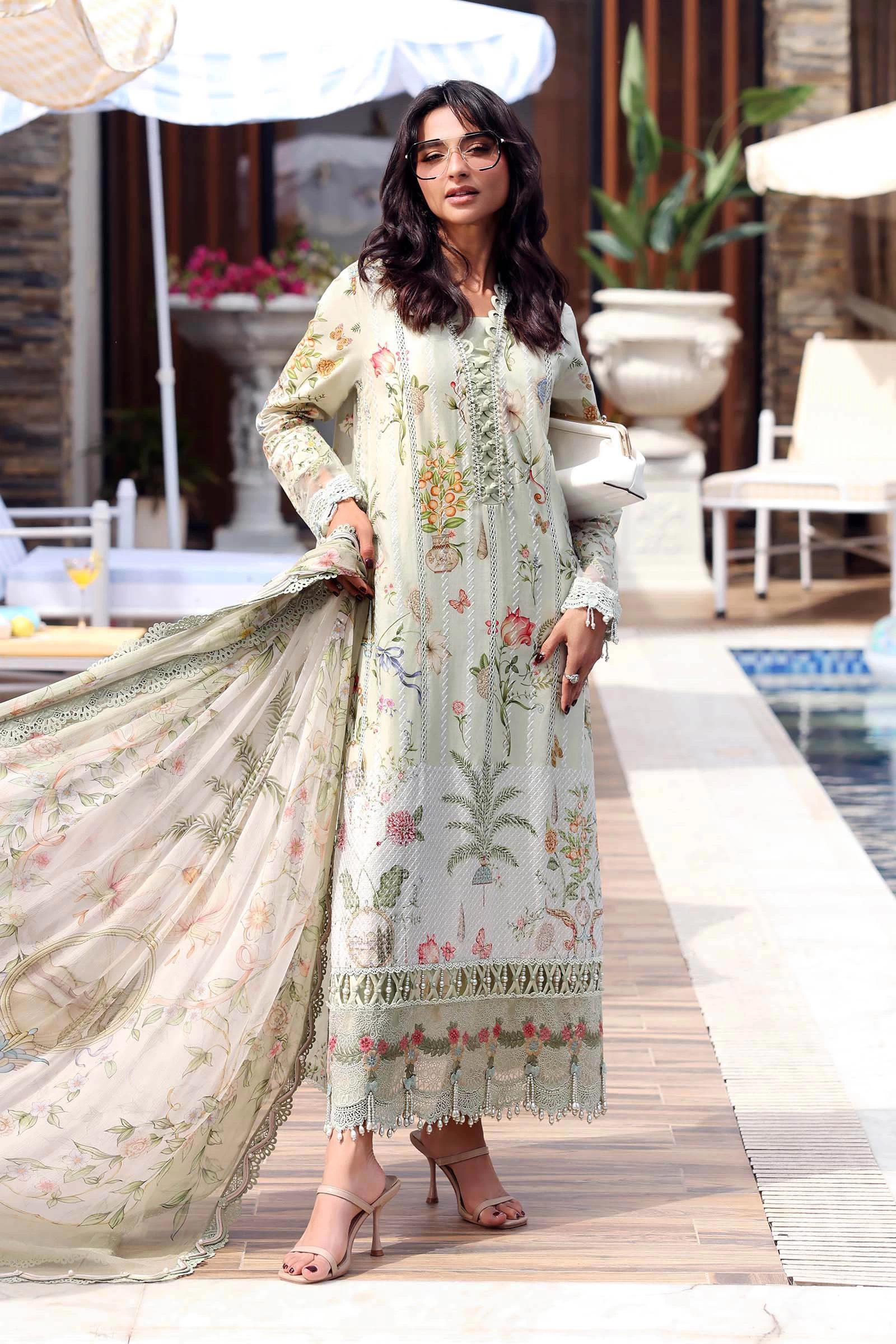 3 Piece  Embroidered Lawn Suit - MPT-3004-B