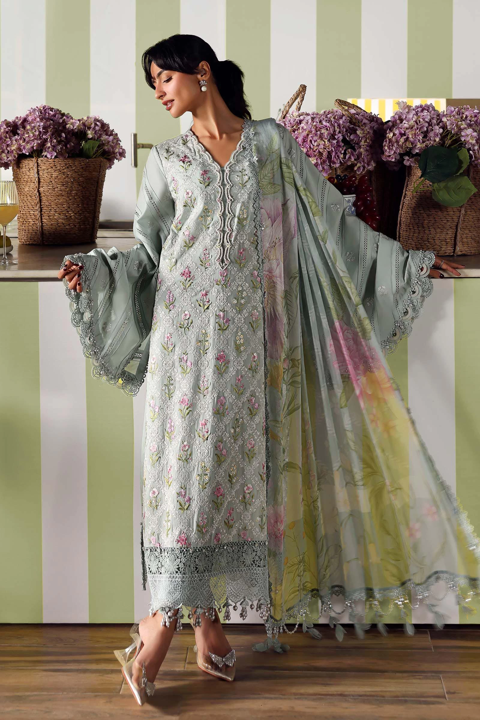 3 Piece  Embroidered Lawn Suit - MPT-3001-B