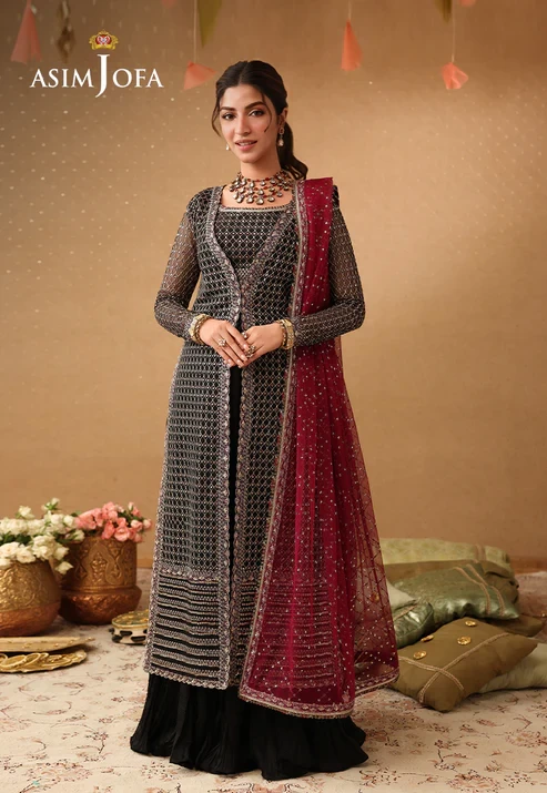 AJULIF-01 Embroidered Poly Net 3 Pcs