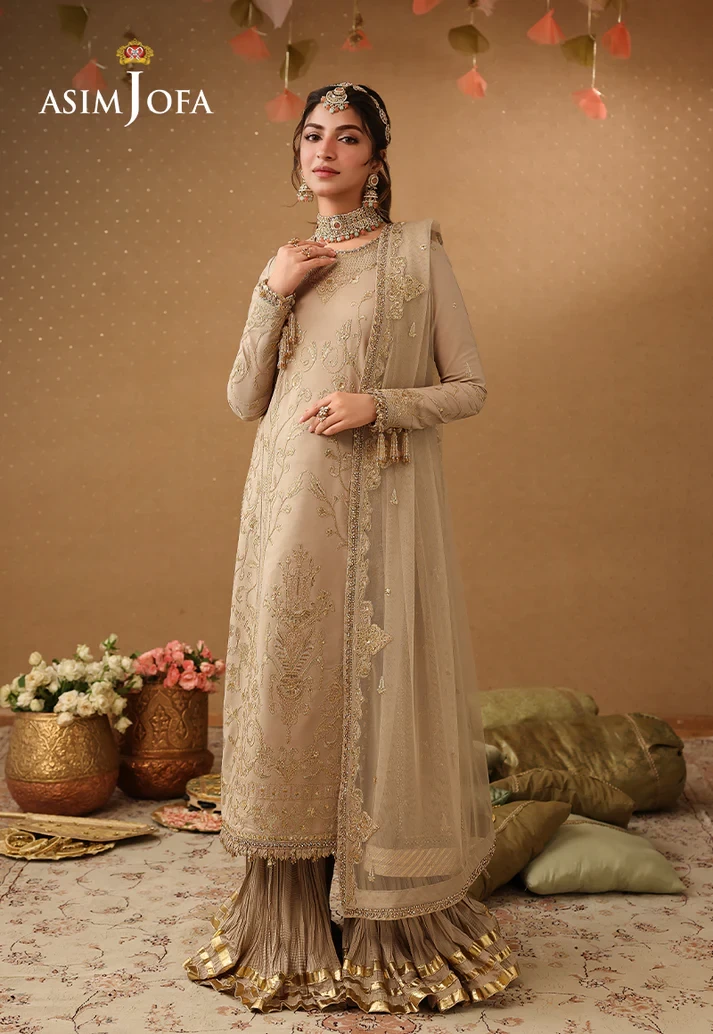 AJULIF-08 Embroidered Boski Silk 3 Pcs