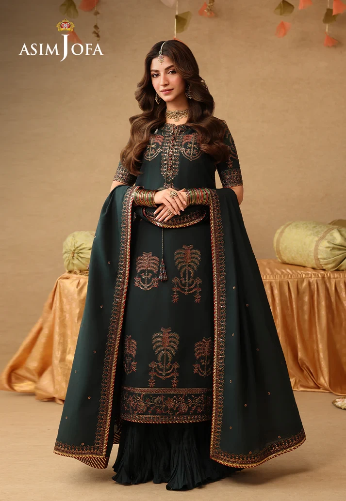 AJULIF-06 Embroidered Paper Cotton 3 Pcs