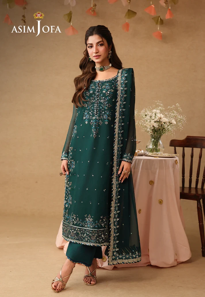 AJULIF-10 Embroidered Chiffon 3 Pcs