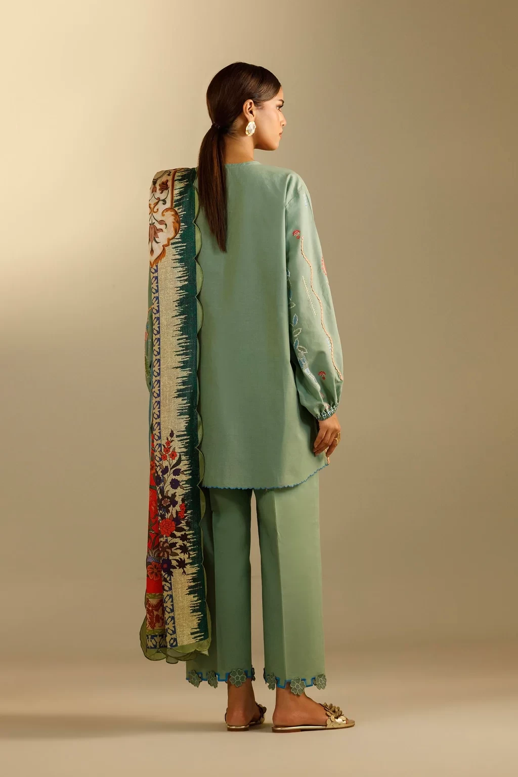 Embroidered 3 Piece Muzlin Suit - M262-015A-CL