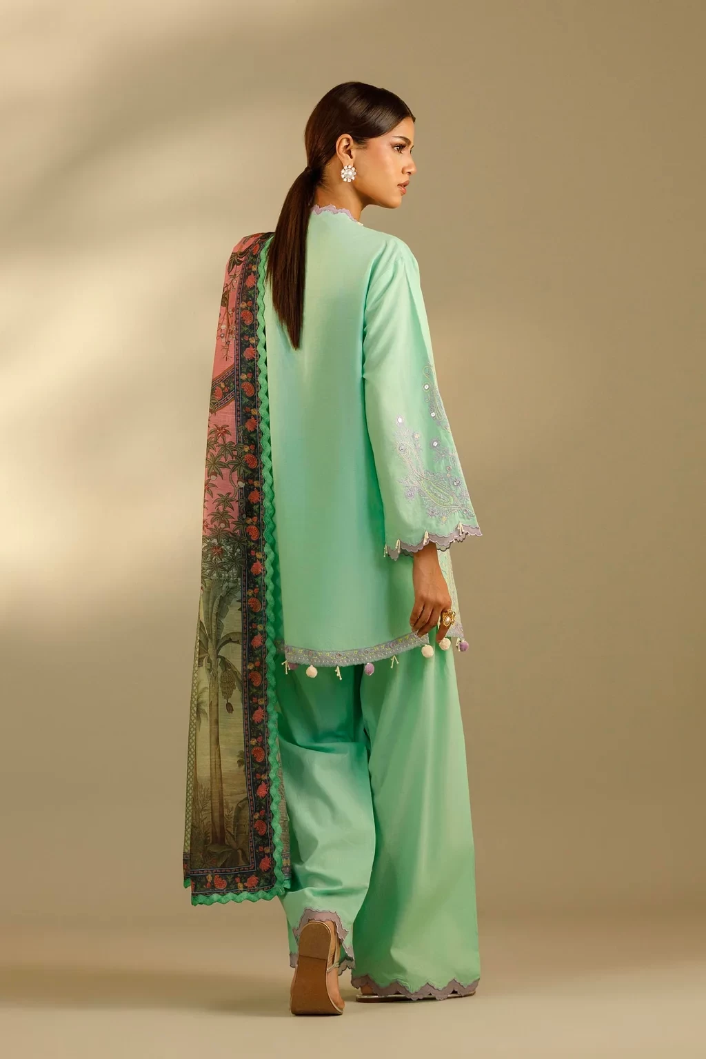 Embroidered 3 Piece Muzlin Suit - M262-004B-DC