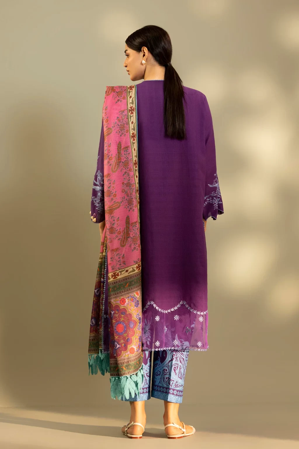 Embroidered 3 Piece Muzlin Suit - M262-002B-DC