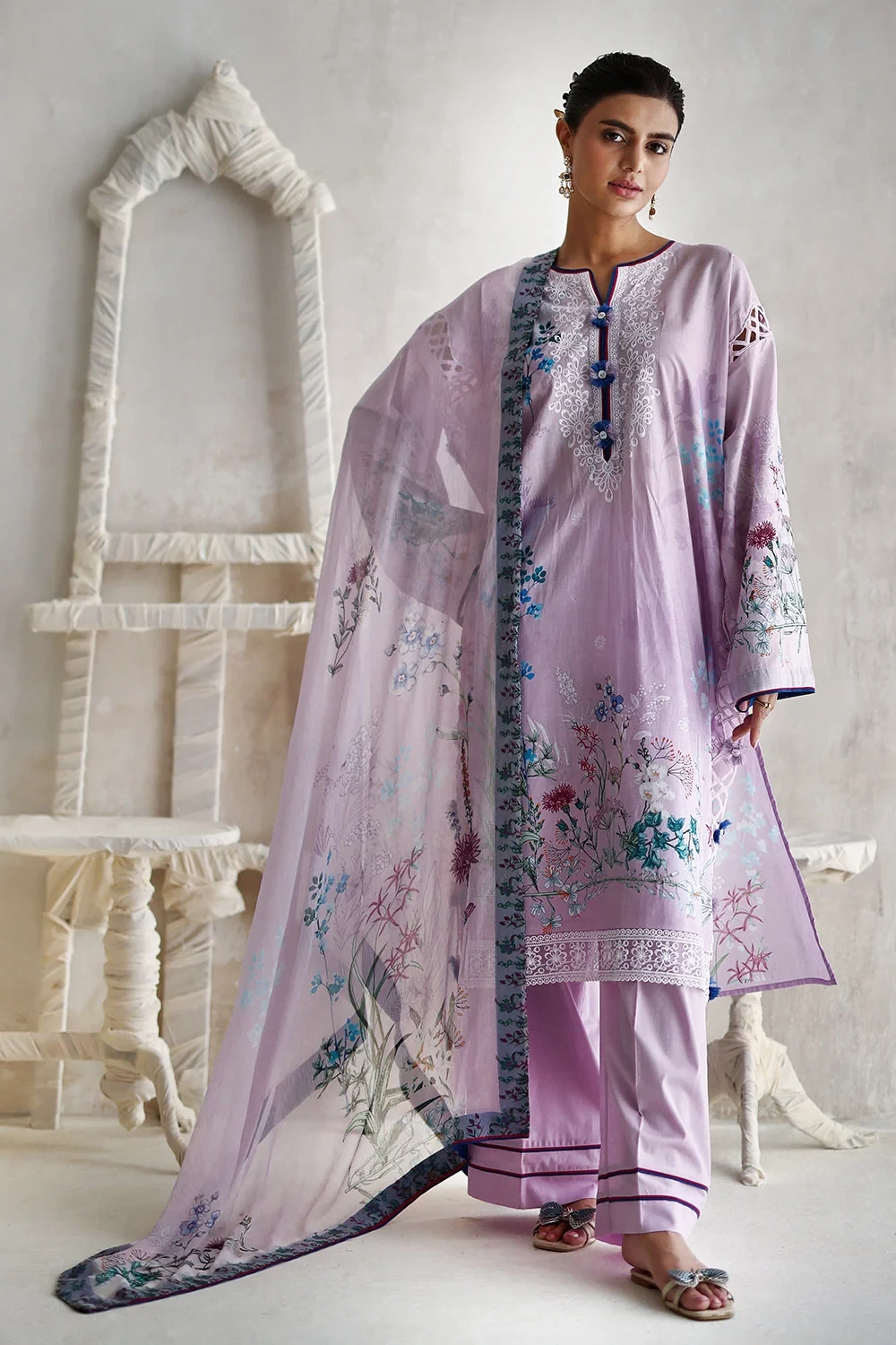 3 Piece Embroidered Printed Lawn Suit - W-FB-LC-26-477234