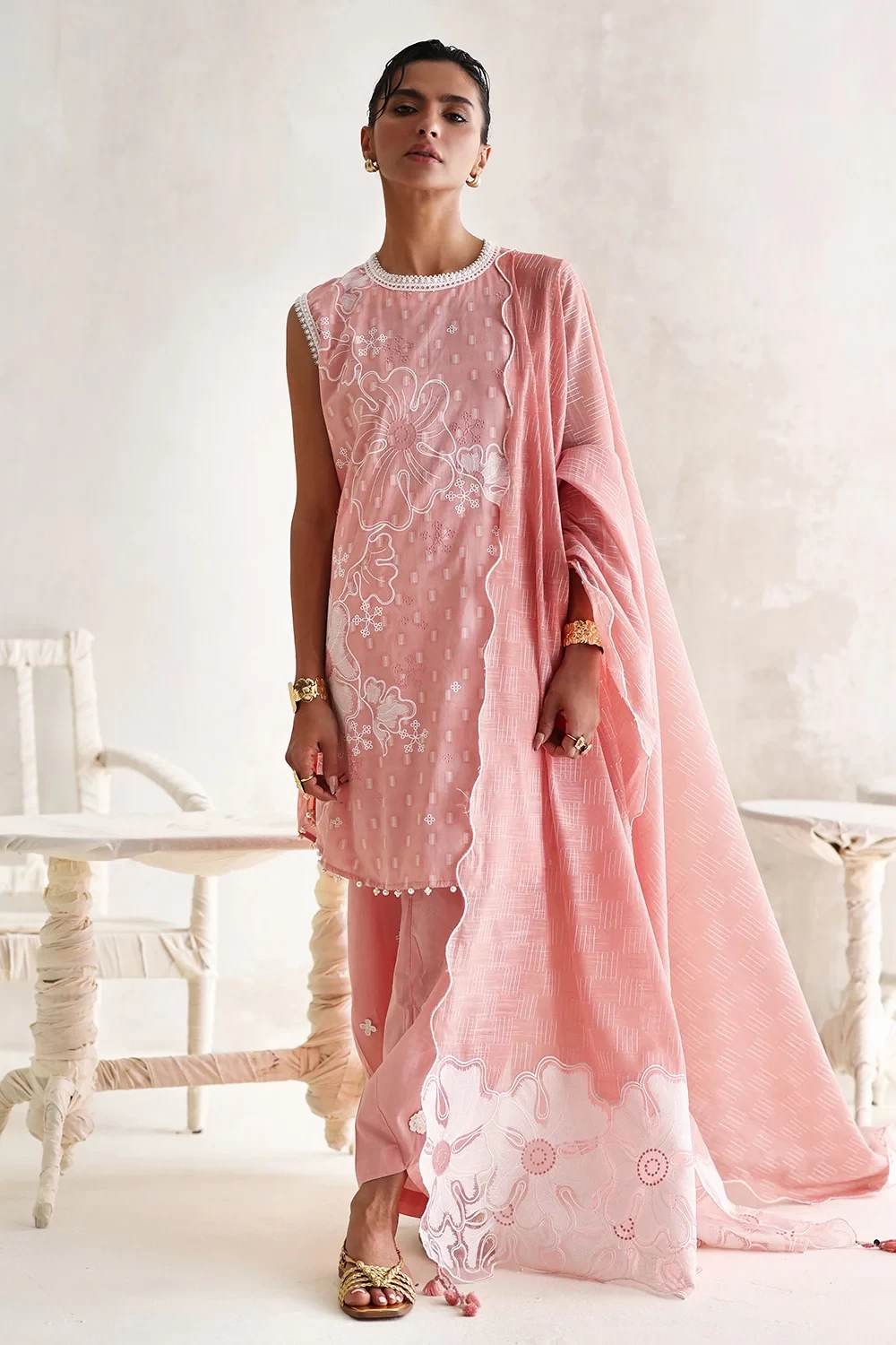 3 Piece Embroidered Jacquard Suit - W-FB-LC-26-477276