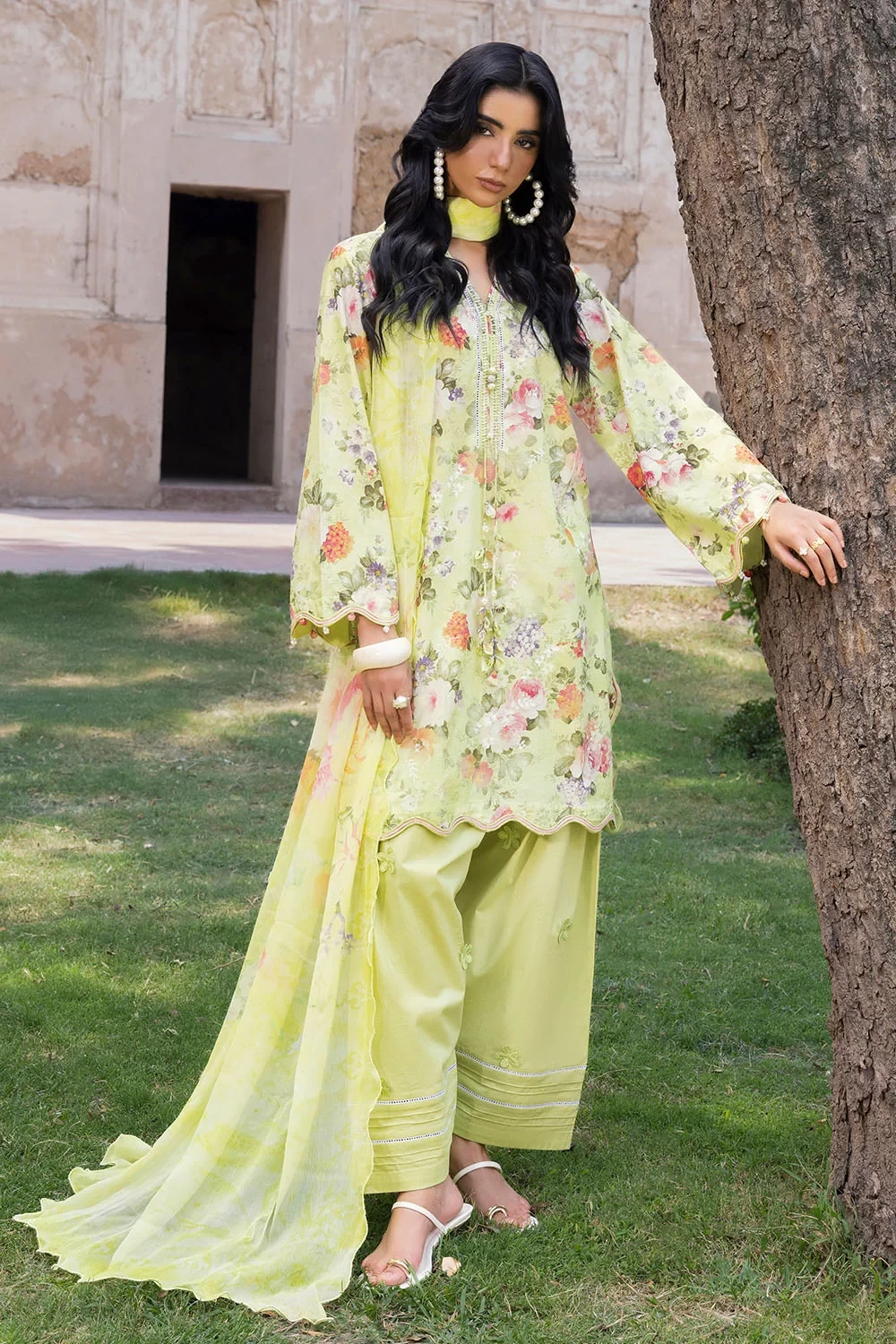 3 Piece Embroidered Printed Lawn Suit with Printed Chiffon Dupatta - BM-62046