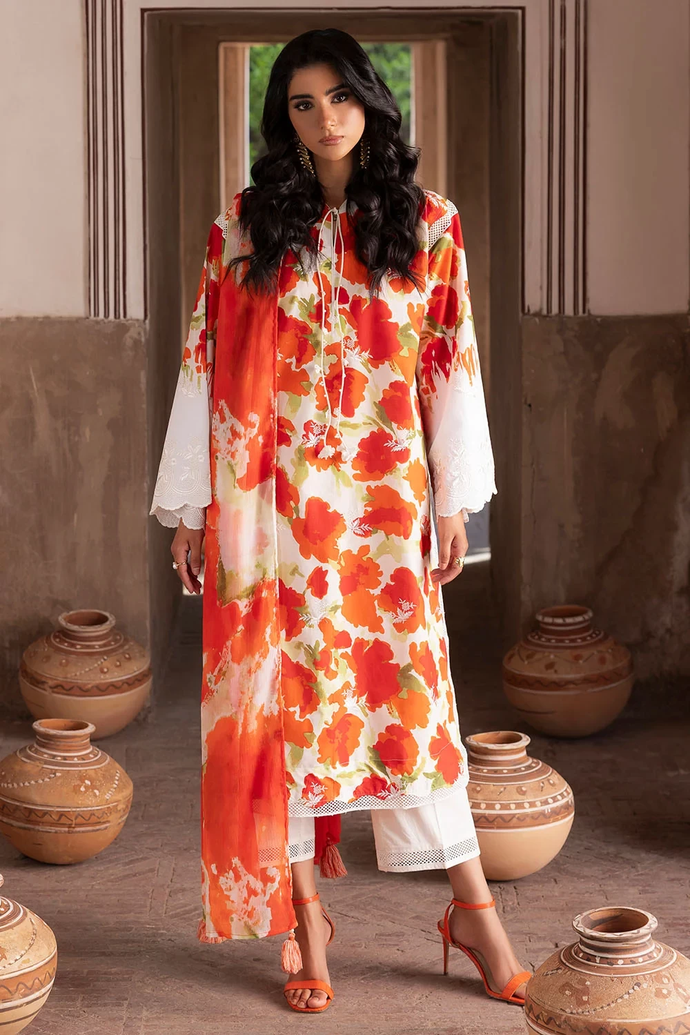 3 Piece Embroidered Printed Lawn Suit with Printed Chiffon Dupatta - BM-62056