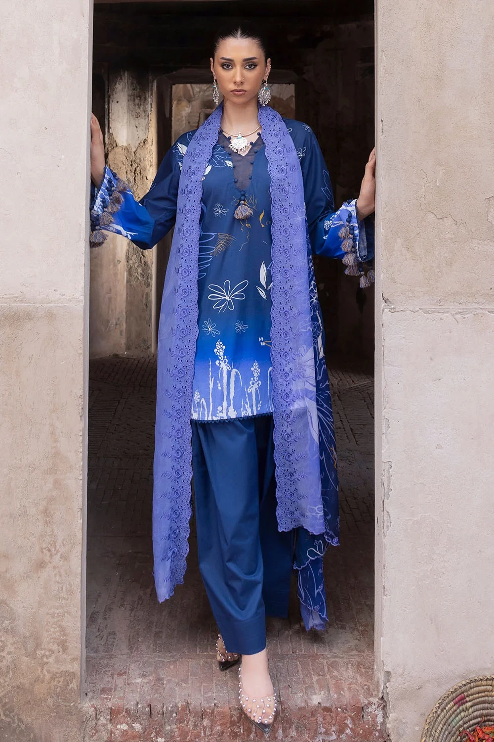 3 Piece Printed Lawn Suit with Embroidered Printed Chiffon Dupatta - BCT-62003