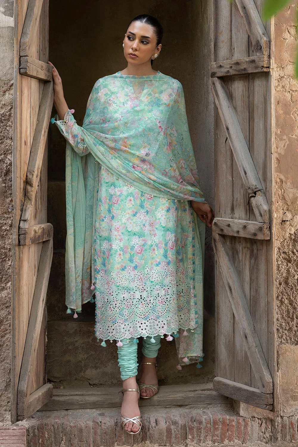 3 Piece Embroidered Printed Lawn Suit with Printed Chiffon Dupatta - BM-62064