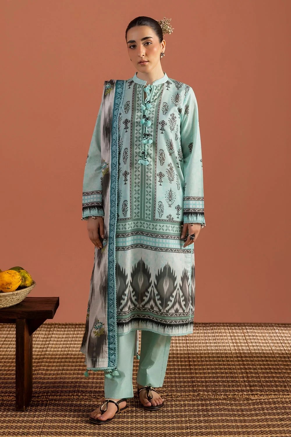 3 Piece Printed Lawn Suit with Dupatta - CL-62423