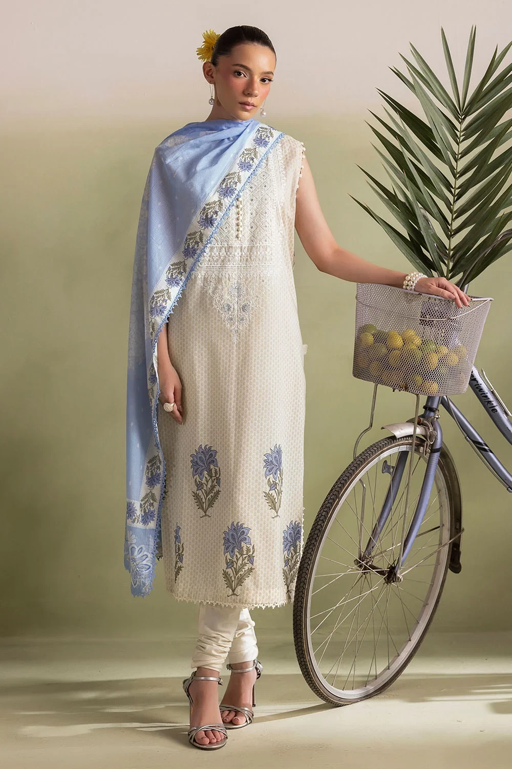 3 Piece Embroidered Printed Lawn Suit with Printed Denting Dupatta - DN-62049