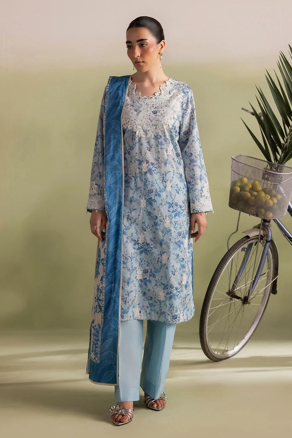 3 Piece Embroidered Printed Lawn Suit with Printed Lawn Dupatta - CL-62447