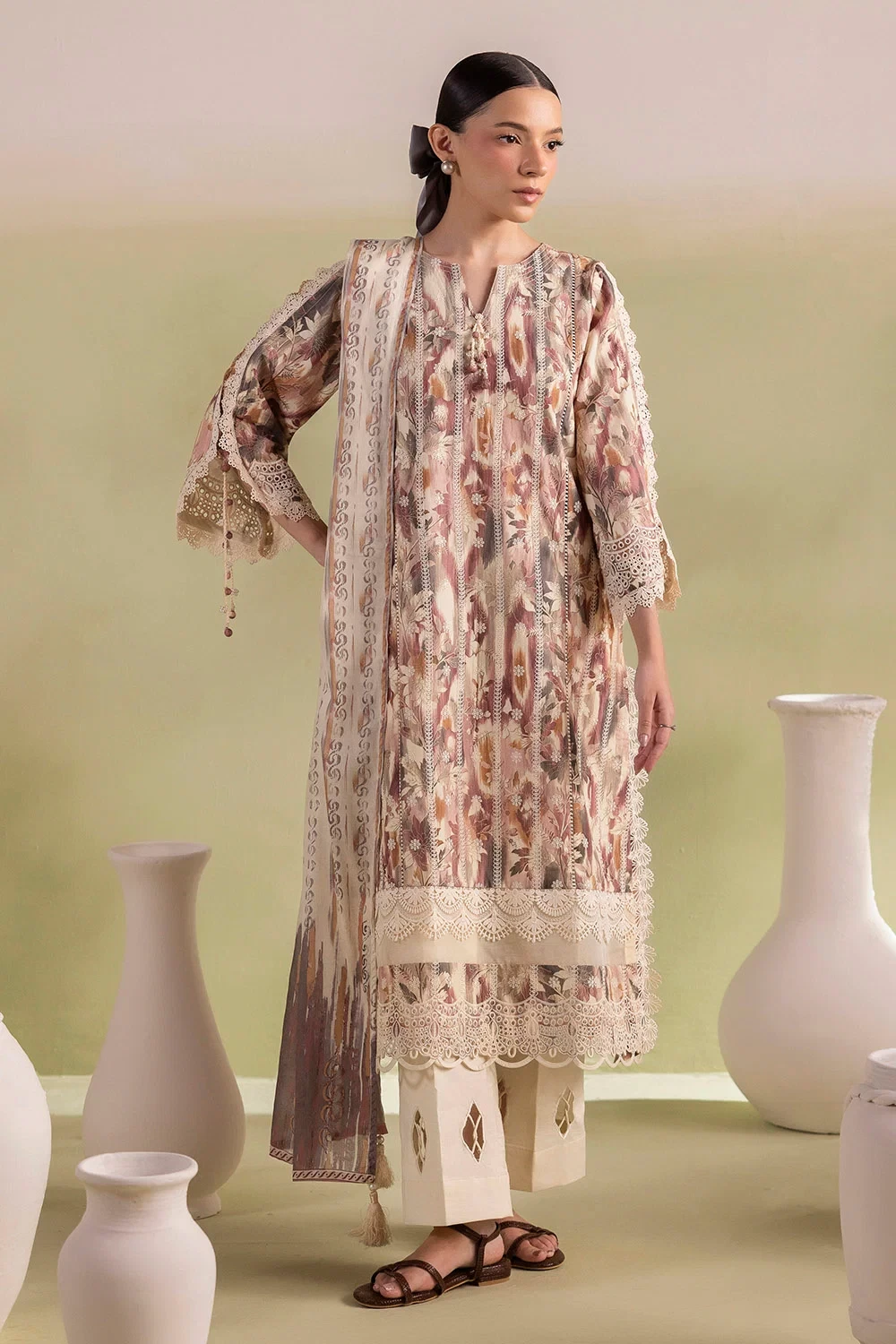 3 Piece Embroidered Printed Lawn Suit with Printed Lawn Dupatta - CL-62419