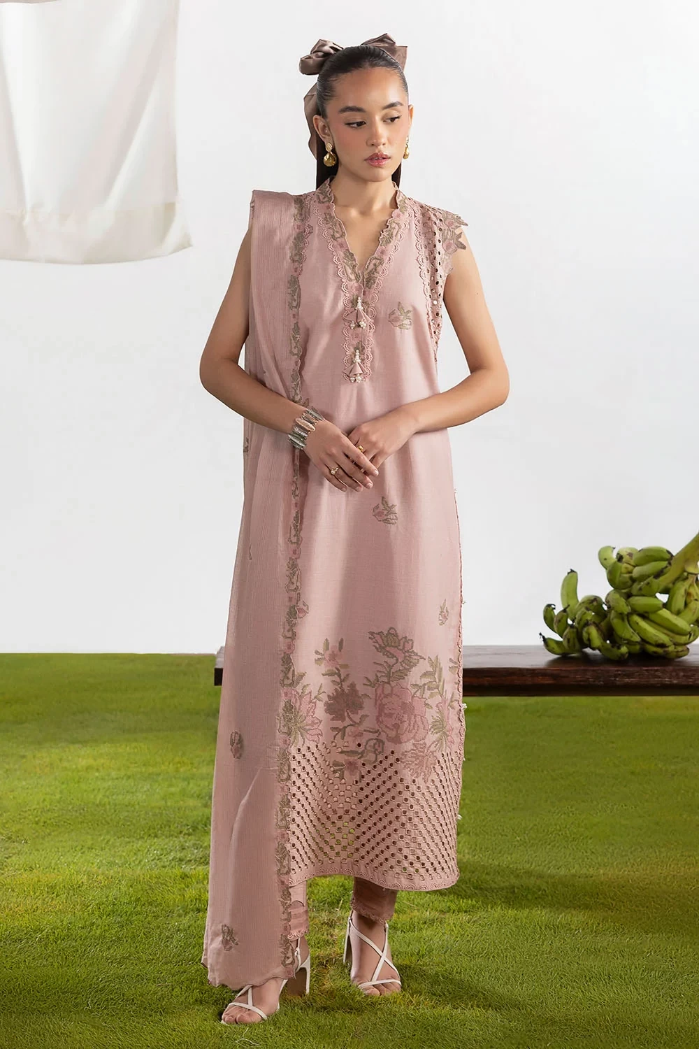 3 Piece Embroidered Lawn Suit with Embroidered Denting Dupatta - DN-62047