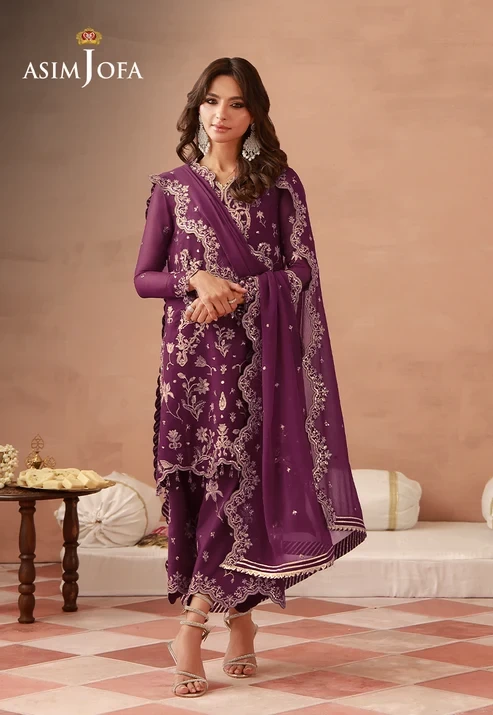 AJULFH-08 Embroidered Chiffon 3 Pcs